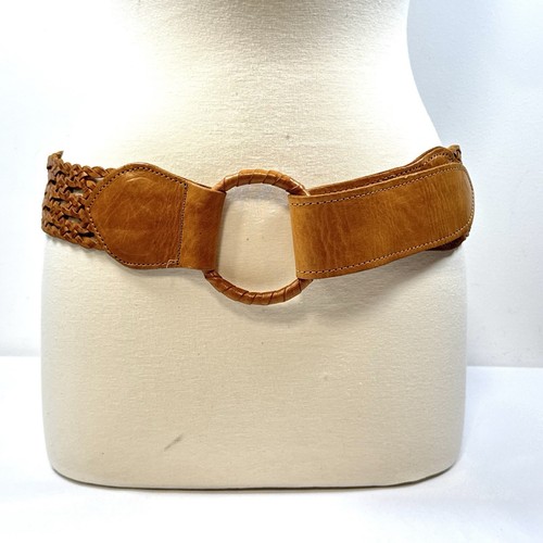 Chico's Damen braun geflochtenes Leder Taille Gürtelschlaufe Haken Bohemian 40-42" XL LESEN!