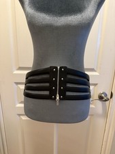 Express Women  s Black Wide Studded Zip Waist Belt Punk Adjustable M/L
