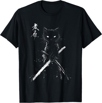 Samurai Cat Ukiyo-e Art Vintage Japanese Warrior Aesthetic T-Shirt