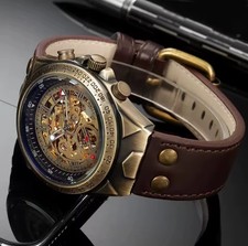 Herren Automatikuhr Luxus Armbanduhr Herrenuhr Mechanische Skelett Uhr + Box