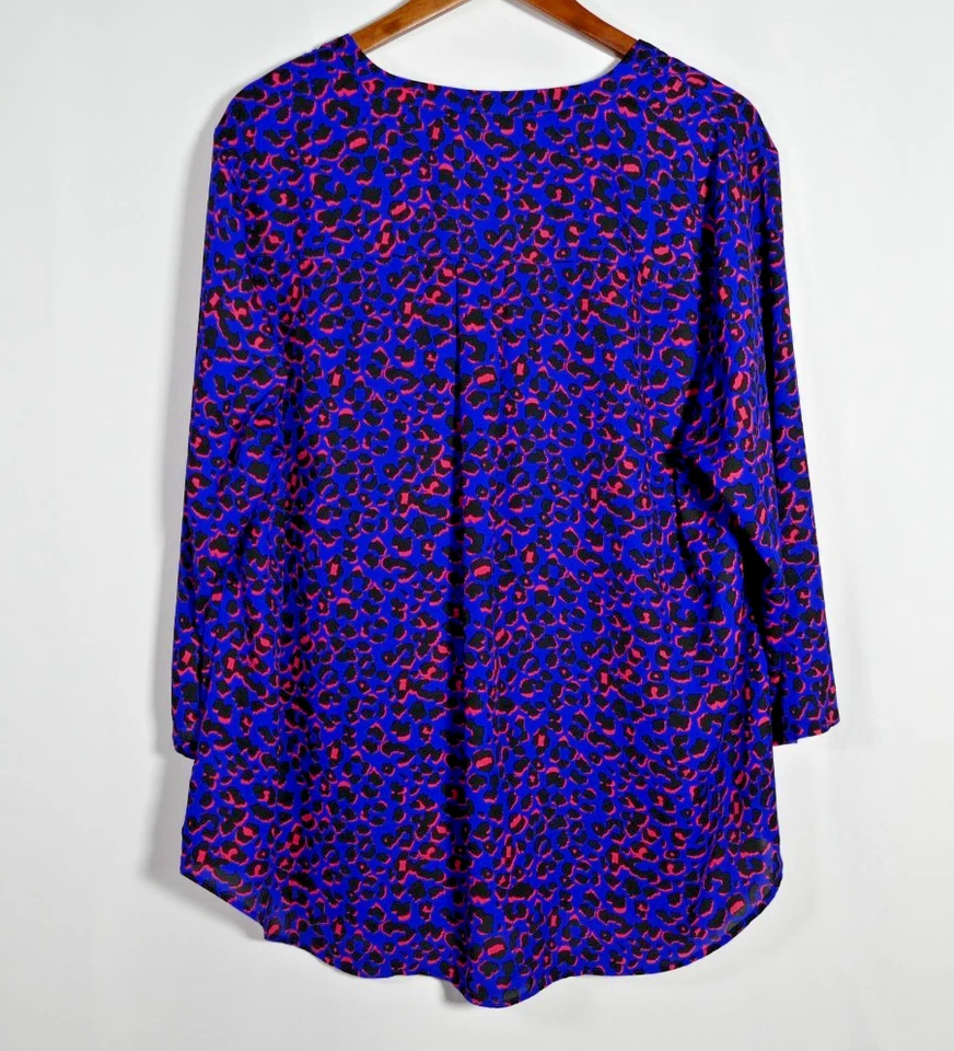 Pulôver feminino tórrido estampa animal tamanho 2X azul chiffon máfia esposa escritório - Imagem 4 de 4