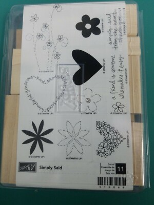 STAMPIN UP Simply Said Two-Step Stamps, Hearts, Saying, Flowers, Friend,  Thanks