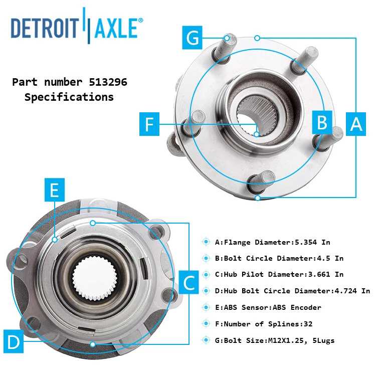 Front Wheel Bearings Hubs for Nissan Altima Maxima Murano Pathfinder JX35 QX60 — 第 3/4 张图片