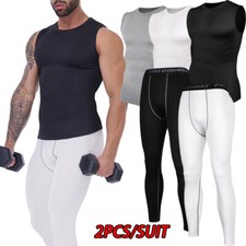 Men's Compression Pants  Shirts Base Layer Long Tight Leggings Gym Workout Top