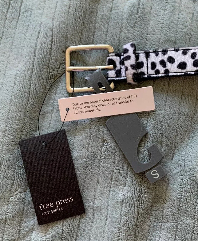 Free Press White Belt Vegan Women's S NWT Animal Print 38