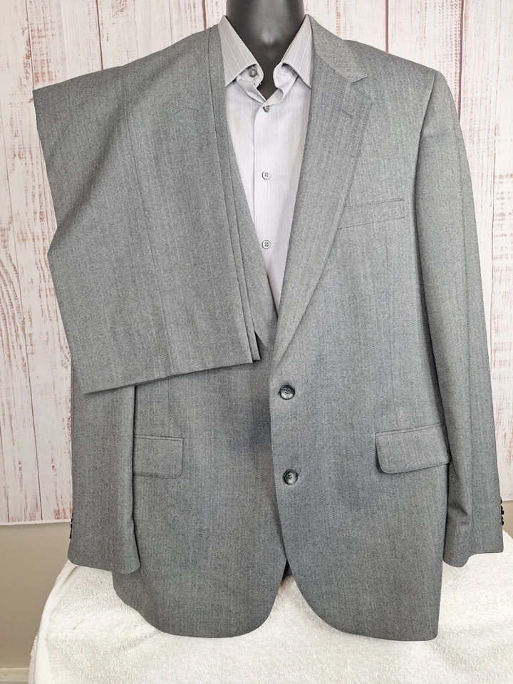 Raqueta 2 Piezas Traje Hombre 46XL 40X33 Gris Medio Forrado Hombro Natural Foto 3 de 4