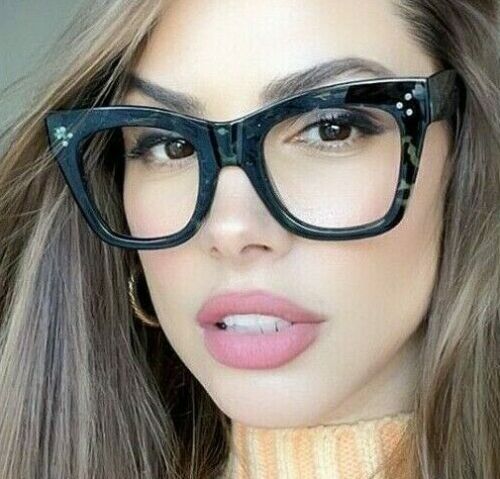 Oversized thick frames KATIE Women Eyeglasses  Clear Lens Shadz SQUARE NERD - Afbeelding 1 van 31