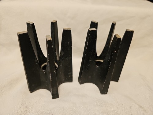 2 Candelabros Brutalist Random Industries 4"T Aluminio Fundido Modernista EE. UU. - Imagen 15 de 16