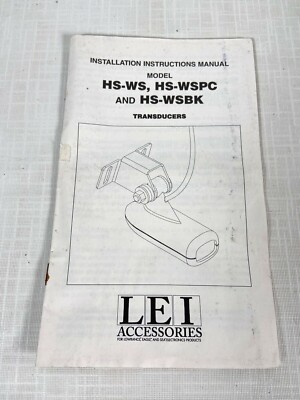 Eagle Lowrance Transducer Installation/Instructions Manual HS-WS,S-WSPC, HS-WSBK