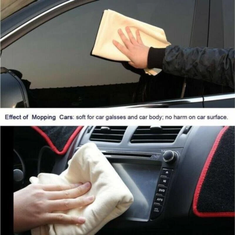 Car Cleaning Cloth Washing Absorbent Drying Shammy Towel Natural Chamois Leather - Image 3 of 4