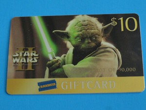 BLOCKBUSTER GIFT CARD 2002 STAR WARS II YODA #21,203 OF 90,000 NO VALUE ON CARD | eBay