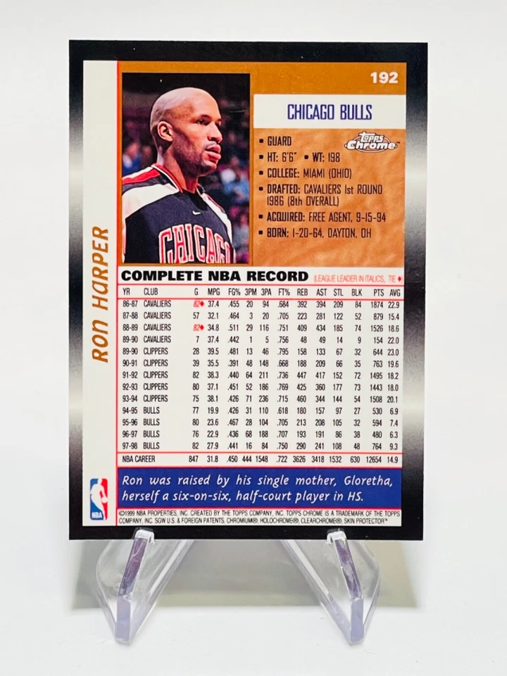 RON HARPER 1998-99 Topps Chrome NBA Bulls #192 - Image 2 of 2