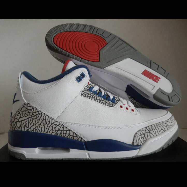 2016 Nike Air Jordan III 3 Retro White Fire Red Sz 9.5 True Blue 854262-106 Jordan 3 Retro OG  main image 3