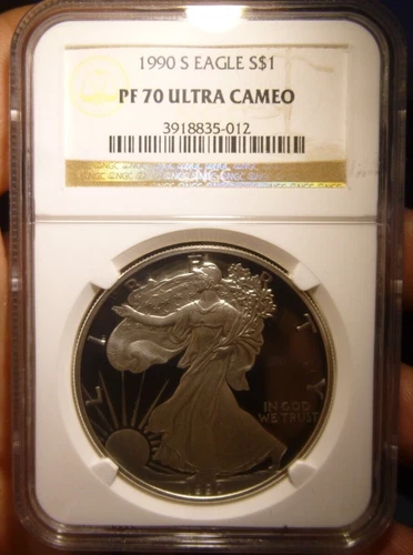 1990-S Proof $1 American Silver Eagle NGC PF70UC Brown Label