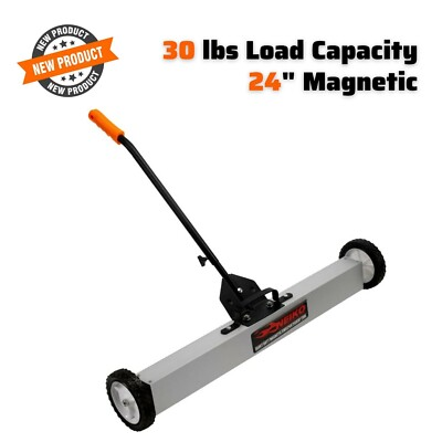 #ad 24quot; Magnetic Floor Pick Up Sweeper Wheels Garage Shop Floor Clean Roof Job 30lbs $111.53