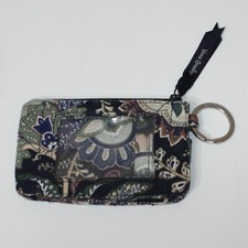 Vera Bradley Kensington ID Case with Key Ring in Quilted Blue Floral Paisley