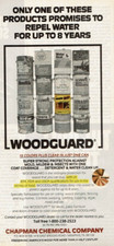 1984 Vintage Print Ad Woodguard Chapman Chemical Company Repel Water Promise