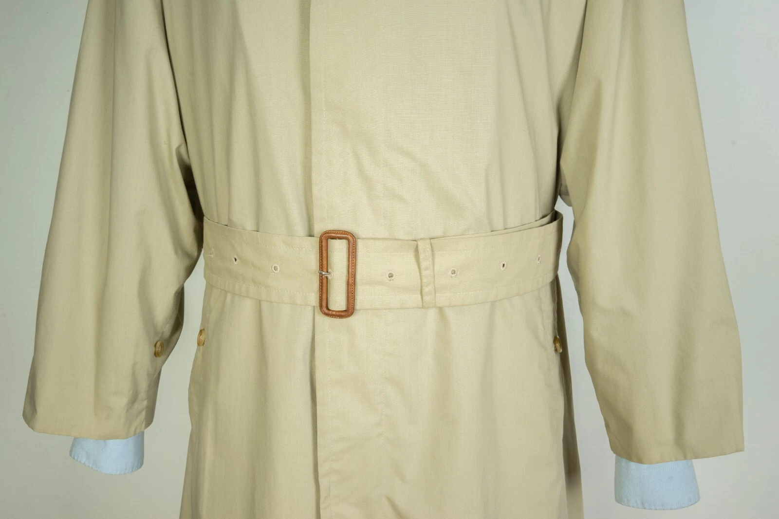 Burberrys Belted Beige/Green Men's Trench Coat Jacket Genuine Superb Size 50 - product detail image 4