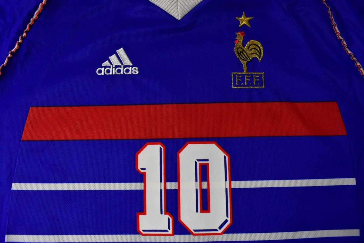 adidas FFF France 1998 World Cup Home Shirt ZIDANE SIZE L men