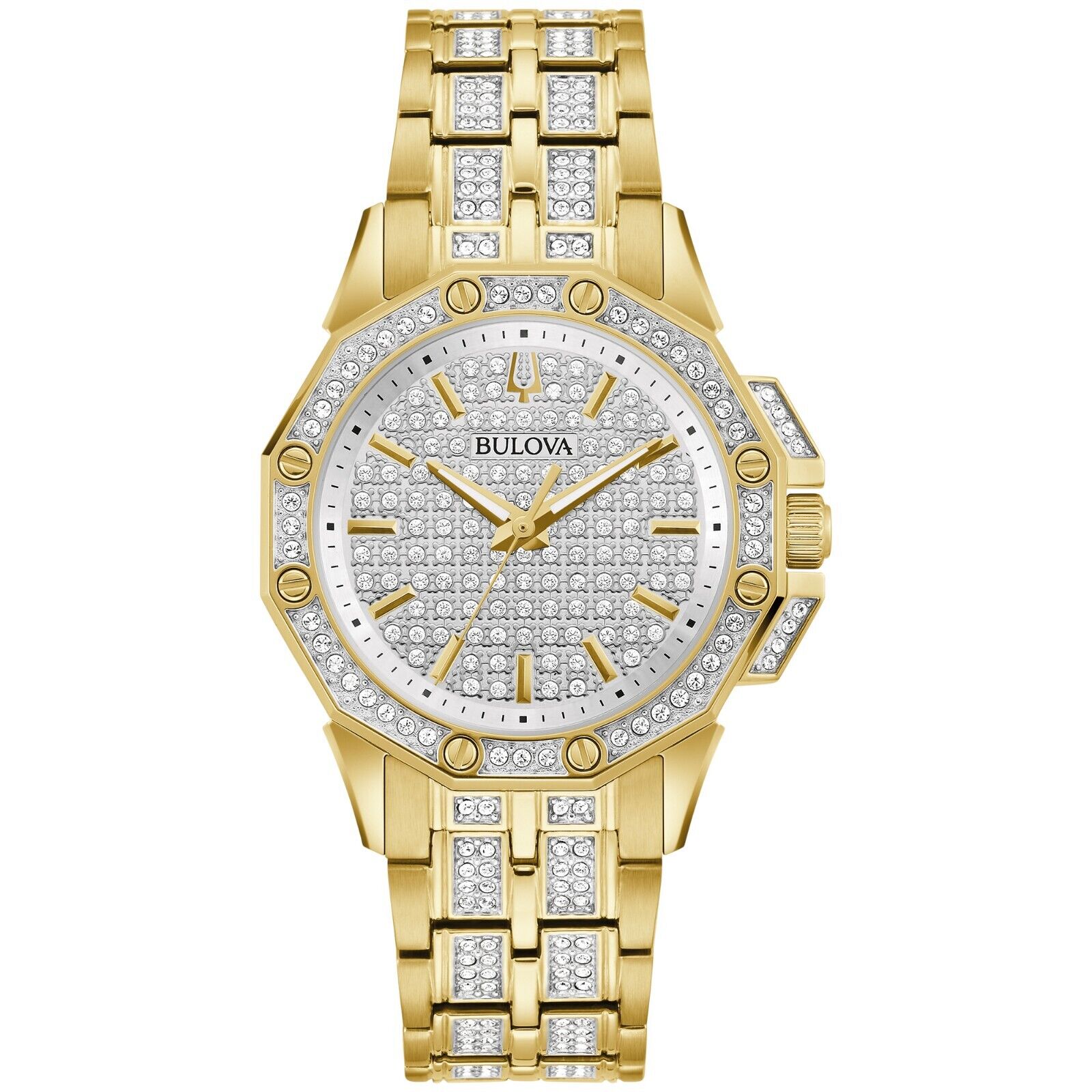 Bulova Women's Quartz Gold-Tone Crystal Accent Watch 34MM 98L302