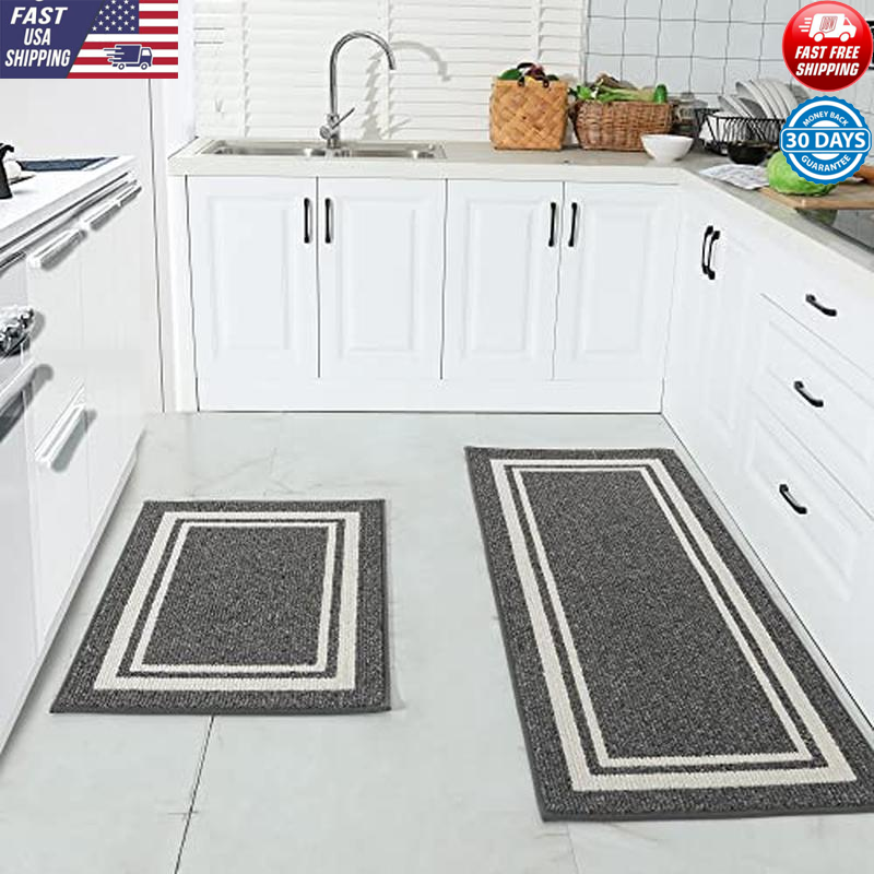 Non-Slip Kitchen Mats Thick Polypropylene Washable Anti-Fatigue Durable Rug Set