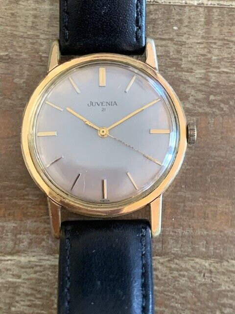 Rare Vintage Slim 18k & S/Steel 21 Jewels Juvenia Automatic