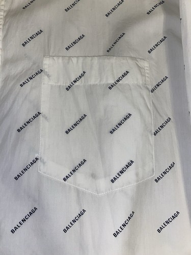Balenciaga All Over Logo Long Sleeve Button Up Shirt Size 41 (Large) White EUC - Picture 4 of 5