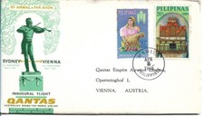 1965 QANTAS Flown Cover Inaugural Flight Philippines Vienna Both sides Shown