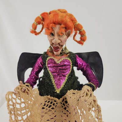 Mark Roberts Halloween Glitter Elf Witch Purple Bat Wings Doll 18'' SEE DETAILS
