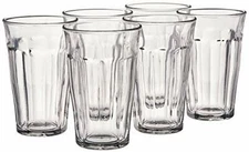 TUMBLER SET Drinking Tumblers Clear Glass Cup Pack of 6 By DURALEX 17.62oz