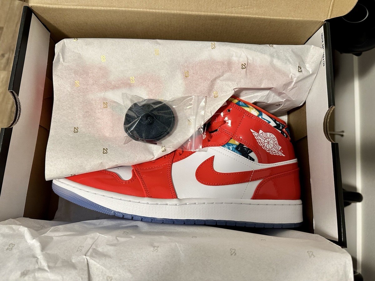 Nike Air Jordan 1 Mid Barcelona Sweater Red Patent Sneakers Shoes Jordan 1 Mid Barcelona Sweater Red Patent – Hidden Realm main image 3
