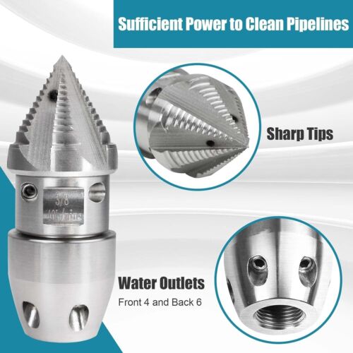 Durable Stainless Steel Sewer Cleaning Nozzle - Fits 70 L/min Pressure Washers - Picture 6 of 10