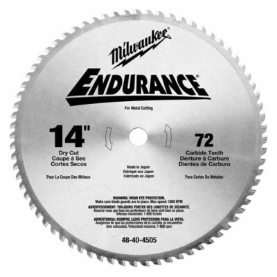 Milwaukee 48-40-4505 14'' 72 Teeth Dry Cut Carbide Tipped Circular Saw Blade