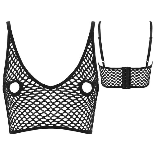 Women's Fishnet Sexy Bra Tank Crop Top Mesh Bralette Hollow Out Sheer Vest Party - Picture 6 of 28
