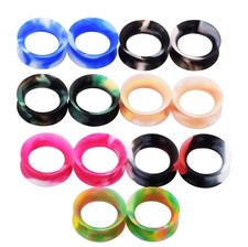 PAIR-ULTRA THIN Ear Plugs Silicone Tunnels Ear Gauges Soft Ear Plugs 2g-3/4"