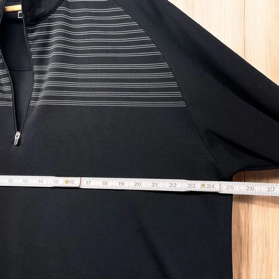 Slazenger Long Sleeve 1/4 Zip Pullover Shirt Mens XL Black w/gray stripes golf - Image 4 of 4