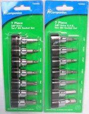 7 Pc 3/8" Drive S.A.E. Hex Bit & 7 Pc 3/8" Drive Torx Bit Socket Set Tools B-13