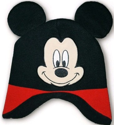 Disney Mickey Mouse Toddler Kids Winter Hat Mouse Ears Red & Black 2T-5T