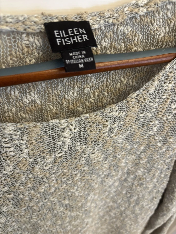 Suéter túnica Eileen Fisher para mujer raro color tostado mezcla seda italiana talla M Foto 2 de 4