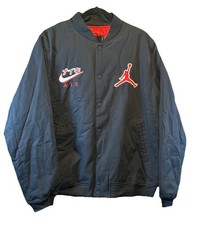 NIKE Air Jordan Legacy Bomber Giacca Grande Uomo Nero Rosso Varsity Canvas Giappone