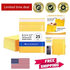 25 Self-Sealing Kraft Bubble Mailers 8.5x12 - Sturdy & Reliable for Shipping