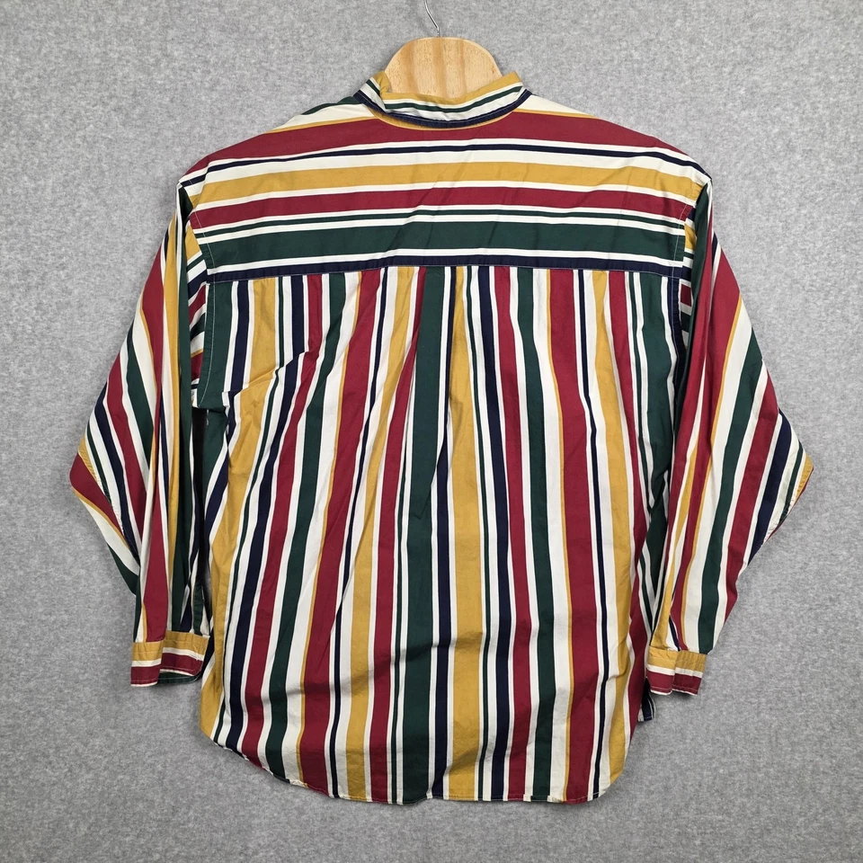 Vintage Structure Shirt Mens XL Multicolor Vertical Stripe Button Down 90s - Image 2 of 4