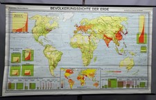 Classroom World Map Population of the Earth Rollable Wall Chart Poster