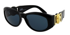Vintage VERSACE 424 852 BK Black Gold Sunglasses Italy Unisex Excellent  Case