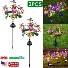 2X Butterfly Solar Stake Lights Outdoor Garden landscape Lamp Decor Waterproof