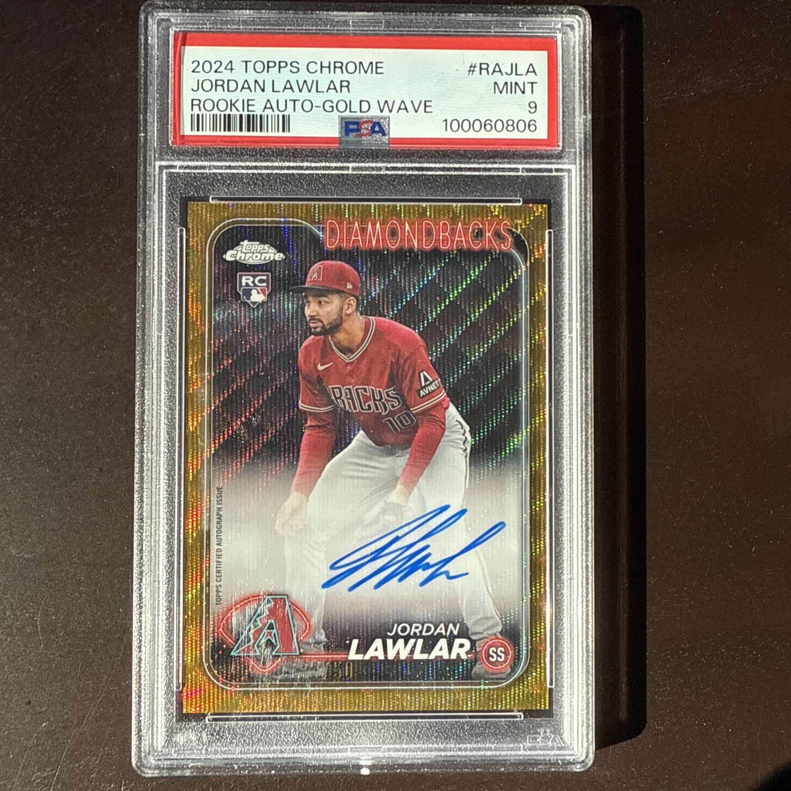 2024 Topps Chrome - Rookie Auto Jordan Lawlar - PSA 9 - #RA-JLA Gold Wave /50