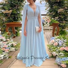 Custom Deep V Neck Mother of The Bride Dresses Wide Straps Formal Evening Gown