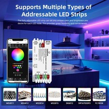 Universal LED Pixel Controller for 5  24 V Strips USB-C Power, Wi  Fi, 384 W Max