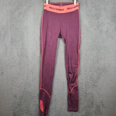 Helly Hansen Lifa Merino Base Layer Pants Womens Medium Burgundy Purple Leggings