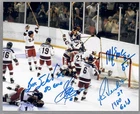 Mike Eruzione Schneider Verchota + Miracle on Ice 80 Gold Signed 8x10 Photo Auto